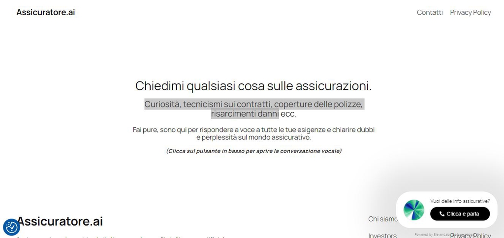 La home page di Aassicuratore.ai